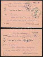 1915 5 db I. világháborús tábori postai levelezőlap az M. kir. 4. honv. gyal. ezred zászlósától, rés...