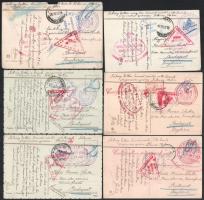 1915 12 db I. világháborús tábori posta az M. kir. 4. honv. gyal. ezred zászlósától, Tábory Zoltántó...