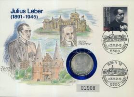 NSZK 1978. 5M Ag "Stresemann" érmés, bélyeges borítékon, alkalmi bélyegzéssel T:2