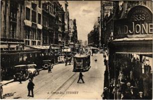 Sydney, George Street, tram, automobiles, shops (EB)