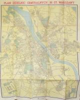 1955 Varsó (Warszawa) térkép, papír tokka, 60x80 cm