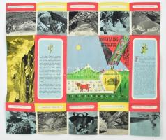 cca 1950 Mountains of France, Franciaország hegyei, képes térkép, sok illusztrációval, angol nyelvű ...