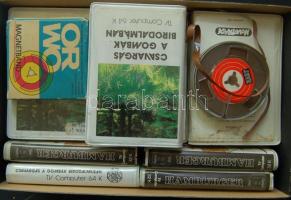 19db régi számítógépes játékkazetta + 2db régi mágneses magnószalag tekercs