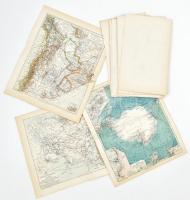 cca 1900-1920 23 db térképmelléklet a Meyers Konversations-Lexikonból (6. kiadás), vegyes állapotban és méretben