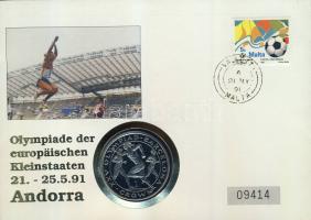 Gibraltár 1991. 1C "Olimpiai játékok" érmés, bélyeges borítékon, máltai bélyeggel T:BU