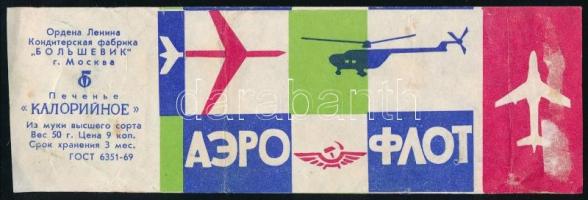 cca 1960-1980 7 db Aeroflot szovjet légitársaság címke, közte fedélzeti ételcímke, beszállókártya