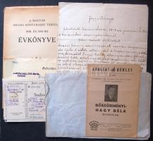 1855-1942 7 db vegyes kézirat, okmány, nyomtatvány