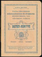 1946 Tata-Tóvárosi Közgazdasági és Iparbank Rt. betétkönyve, 6 számozott lappal, kitöltéssel