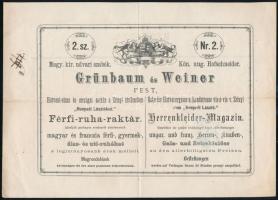 1871 Grünbaum és Weiner Magy. kir. udvari szabók címeres számla