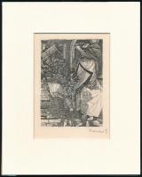 Kondor Béla (1931-1972): Kísértés. Rézkarc, papír, utólagos jelzéssel, paszpartuban, 11×8 cm