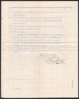 1920 Bp., Wertheim F. és Társa Pénzszekrény és Felvonógyár Rt. költségvetés (árajánlat) teherfelvonó...