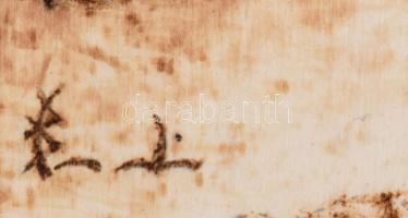 Olvashatatlan jelzéssel a hátoldalán: Tabán. Pirográfia, rétegelt falemez, fa keretben, 20x25 cm