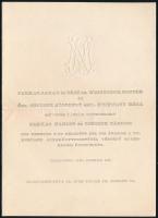 1921 Budapest VII. kerület esküvői meghívó, dombornyomott monogrammal