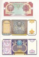 Üzbegisztán 1994. 3Sz + 50Sz + 100Sz T:I Uzbekistan 1994. 3 Som + 50 Som + 100 Som C:UNC