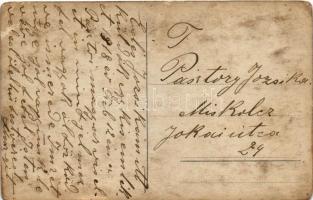 1918 Magyar katonai kitüntetéssel, mellette magyar népviseletben öltözött hölgy. photo (fl)