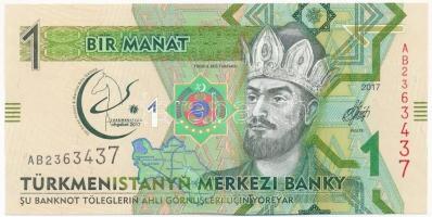 Türkmenisztán 2017. 1M "21. Ázsiai Beltéri és Harcművészeti Játékok" emlékkiadás T:I Turkmenistan 2017. 1 Manat "XXIth Asian Indoor and Martial Arts Games" commemorative issue C:UNC Krause P#17