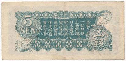 Kína / Japán megszállás 1940. 5s T:III
China / Japanese occupation 1940. 5 Sen C:F
Krause P#M10