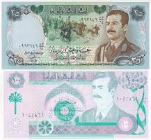 Irak 1986. 25D + 1991. 100D Öbölháborús kiadás T:I Iraq 1986. 25 Dinars + 1991. 100 Dinars Emergency Gulf War Issue C:UNC