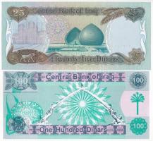Irak 1986. 25D + 1991. 100D "Öbölháborús kiadás" T:I
Iraq 1986. 25 Dinars + 1991. 100 Din...