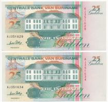 Suriname 1996. 25G (2x) közeli sorszámok T:I Suriname 1996. 25 Gulden (2x) close serial numbers C:UNC Krause P#138