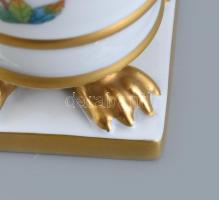 Herendi Viktória mintás körmös mini váza, kézzel festett, jelzett, hibátlan, m:7,5 cm