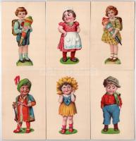 6 db RÉGI rátétes litho gyerek motívum képeslap / 6 pre-1945 litho children motive postcards