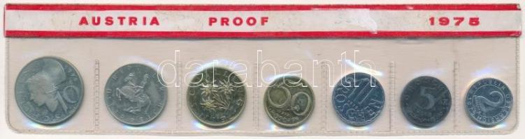 Ausztria 1975. 2gr-10Sch (7xklf) forgalmi sor lezárt fólia tokban T:1- (PP) patina  Austria 1975. 2 Groschen - 10 Schilling (7xdiff) coin set in foil packing C:AU (PP) patina