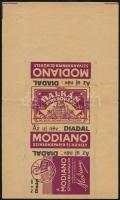 Modiano szivarkapapír és hüvely reklám, új nevének (Diadal) felülbélyegzésével
