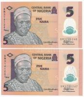 Nigéria 2015. 5N (2x) sorszámkövető T:I Nigeria 2015. 5 Naira (2x) consecutive serials C:UNC Krause P#38f