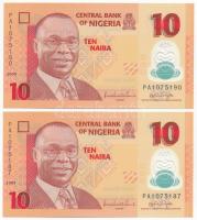 Nigéria 2009. 10N (2x) közeli sorszámok T:I Nigeria 2009. 10 Naira (2x) close serial numbers C:UNC Krause P#39a