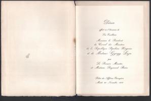 1979 Lázár György (1924-2014) és felesége részére vacsorára meghívó Raymond Barre francia minisztere...
