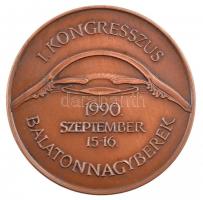 1990. Magyar Műlencse Implantációs Társaság / I. Kongresszus 1990. szeptember 15-16. Balatonnagyberek kétoldalas bronz emlékérem (42,5mm) T:1-