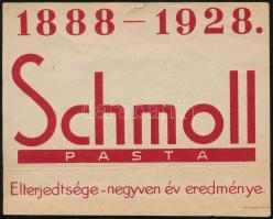 cca 1928 Schmoll Pasta reklámos számolócédula, kis szakadással