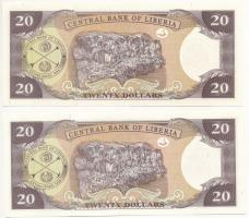 Libéria 2011. 20$ (2x) sorszámkövetők T:I Liberia 2011. 20 Dollars (2x) consecutive serials C:UNC Kr...