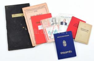 1911-1995 8 db vegyes okmány, közte: leckekönyv, útlevél, párttagsági igazolvány, természetjáró igazolvány