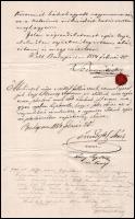 1884 Bp., végrendelet viaszpecséttel, okmánybélyegekkel