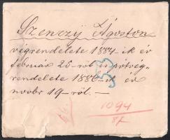 1884 Bp., végrendelet viaszpecséttel, okmánybélyegekkel
