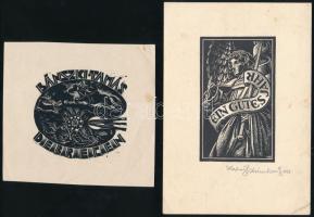 5 db vegyes ex libris és kisgrafika tétel, közte jelzettek, 10x10,5 és 17x13 cm közti méretben