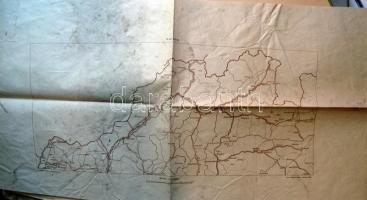 15db katonai térkép, nagyrészt sérült