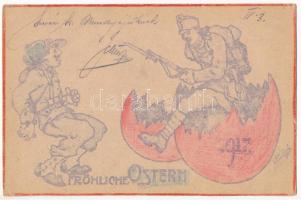 1917 Fröhliche Ostern! Feldpostkarte / WWI Austro-Hungarian K.u.K. military field postcard with Easter greetings + "K.u.K. Infanteriebataillon Nr. 3/86. Feldpostamt No. 636." (E