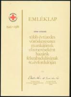 1985 Vöröskeresztes emléklap