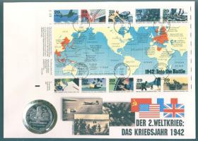 Marshall-szigetek 1992. 5$ "Tokió elleni támadás hősei" nagyméretű érmés, bélyeges borítékon, amerikai bélyegkisívvel T:BU Ismertetővel!