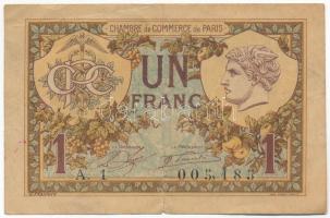 Franciaország / Párizsi Kereskedelmi Kamara 1920. 1Fr A.1 005185 szükségpénz T:III beszakadás France / Chambre de Commerce de Paris 1920. 1 Franc A.1 005185 necessity note C:F tear