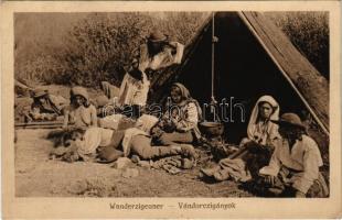 Vándor cigányok. Nr. 437. Kunstanstalt Jos. Drotleff, Hermannstadt 1917. / Wanderzigeuner / Gypsy camp, folklore + K.u.k. Feldtransportleitung Nr. 21.