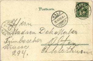 1900 Ja beim Souper erlebt man tolle Sachen! / Lady art postcard, romantic couple drinking. Art Nouv...