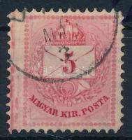 1881 5kr extra széles bélyeg + szegélylécnyom, hidegtű nyomok (ex Lovász)