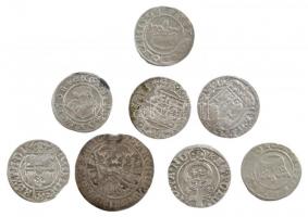 8db vegyes, 16-17. századi, főleg lengyel Ag érmetétel, közte 1508. 1/2Gr Ag I. Zsigmond (0,88g) T:2-,3 8pcs of mixed, 16th-17th century, mostly polish Ag coin lot, in it 1508. 1/2 Groschen Ag Sigismund I (0,88g) C:VF,F