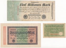 Németország 1923-~1945. 5db-os bankjegytétel T:III,III- közte szép papír Germany 1923-~1945. 5pcs banknote lot C:F,VG within nice paper