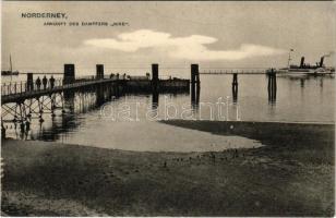 Norderney, Ankunft des Dampfers "Nixe" / steamship arriving