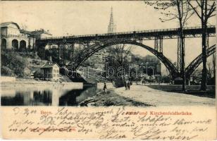1900 Bern, Aare und Kirchenfeldbrücke / riverside, bridge. Gebr. Künzli (EK)